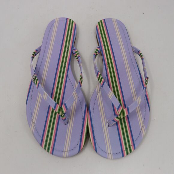LRL Lauren Ralph Lauren Womens Flat Leather Sandal Flip Flop Thong Size 8 Purple - Picture 1 of 4